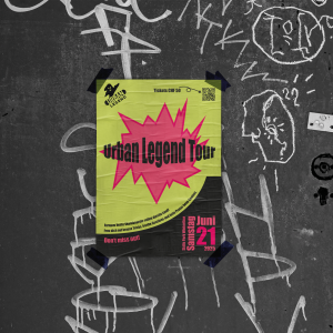 Urban Legend Poster an einer Wand. Designed im ÜK272